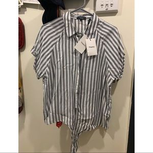 Theory - Large Women’s Tie Front Striped Shirt